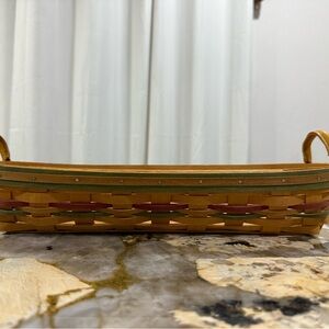 Longaberger Woven Basket with Green and Red Accents